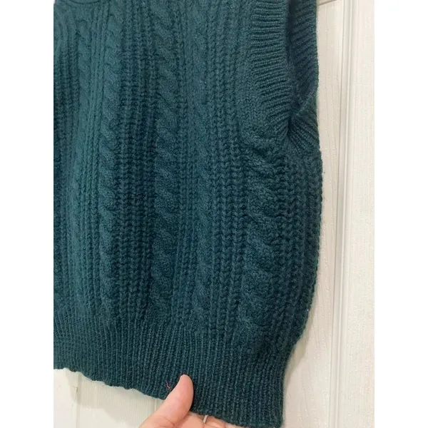 Vintage JH Collectibles Wool Dark Green Shawl Collar Knit Blouse M - Image 15