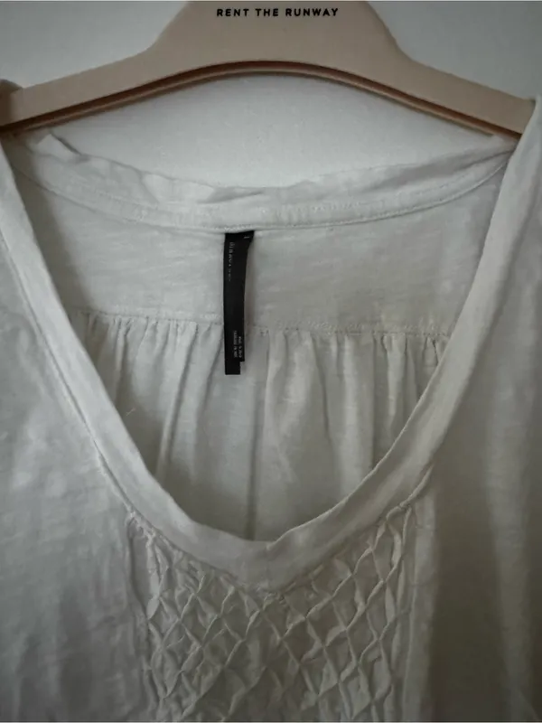 Anthropologie Women’s White Short-Sleeve V-Neck Smocked Tunic - Image 5