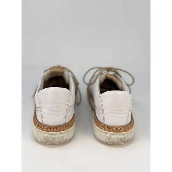 AGL Womens Shoes White Leather Low Top Wingtip Casual Fashion Sneakers 38 US 7.5 - Image 7