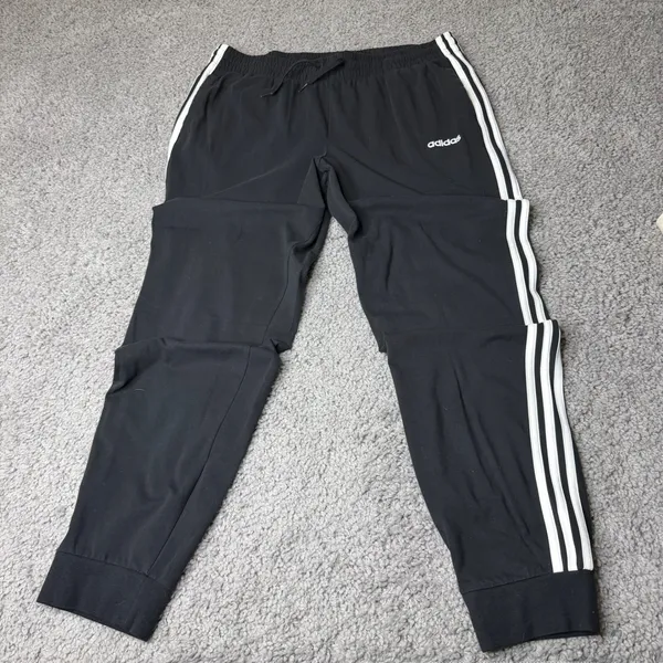 Adidas Womens Tracksuit Set Black White 3 Stripe Hoodie Large Joggers XL Pants - Image 2