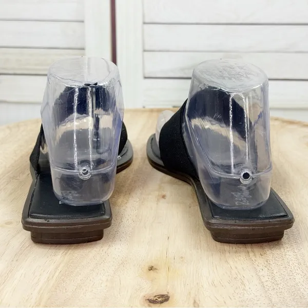 Ragg Elastic Strap Square Toe Slide‎ Thong Sandals Black Size 6 - Image 7
