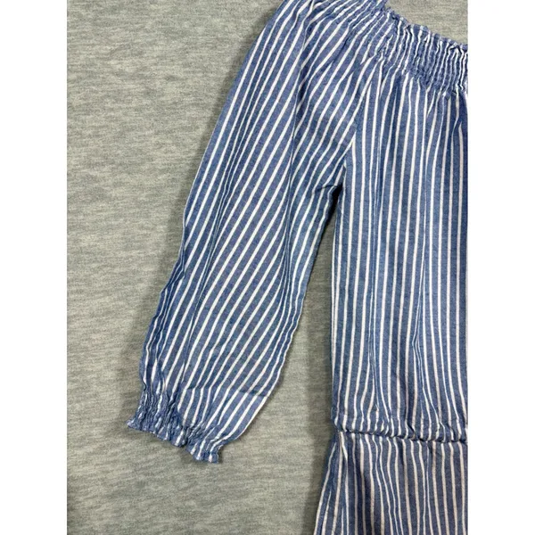 Mudpie Blue Stripe Short Romper Off Shoulder Womens S‎ Summer Beach Casual Cute - Image 2