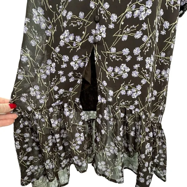 143 Story By Line Up Sz M Floral Maxi Brown Lavendor Front Slit Dress - Image 8