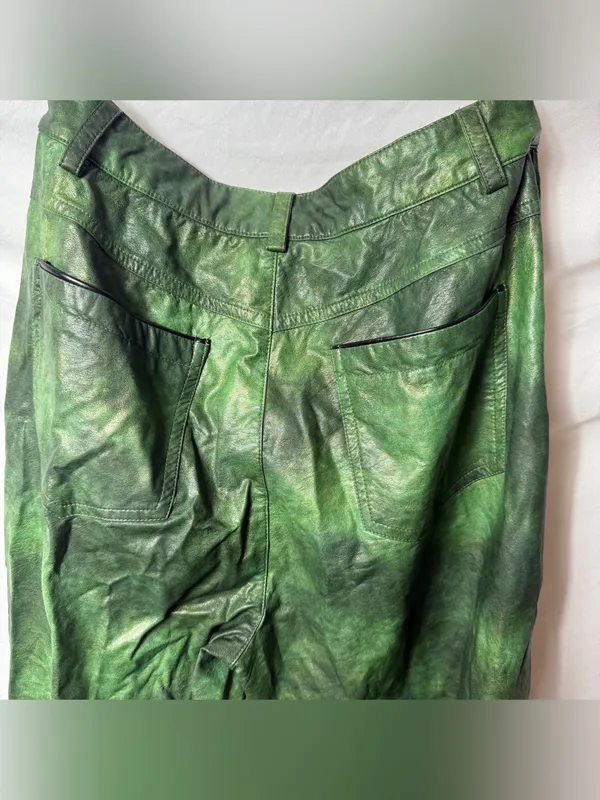 Vintage Y2K Green Wide Leg Faux Leather Pants - Image 7
