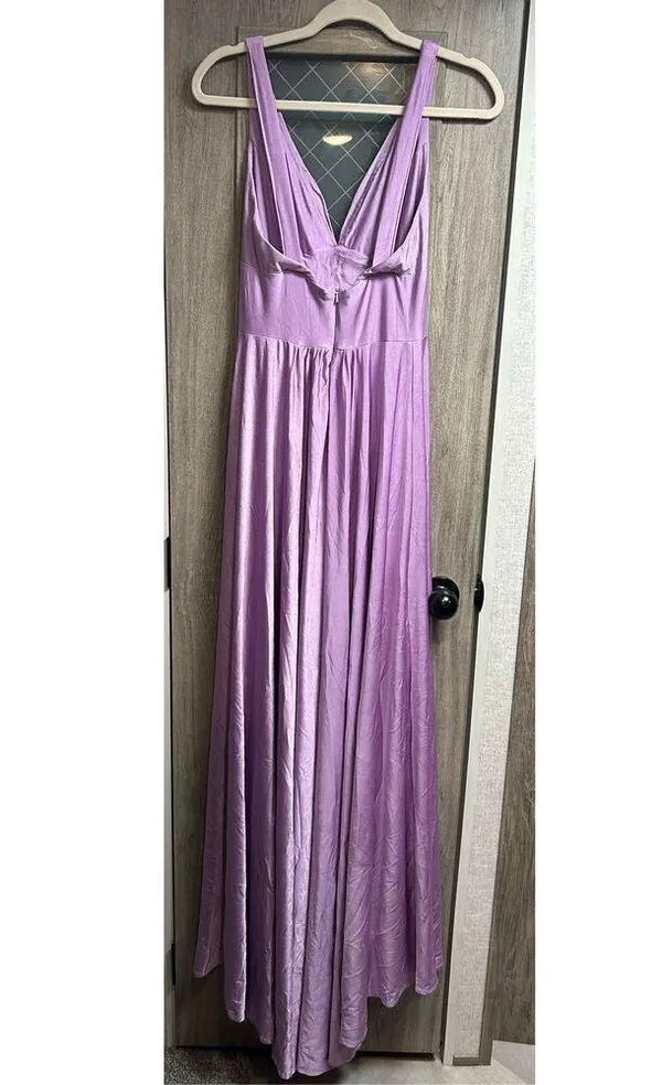 NEW Deep V-Neck Bridesmaid Dress Slit Formal Evening Gown 2 - Image 3