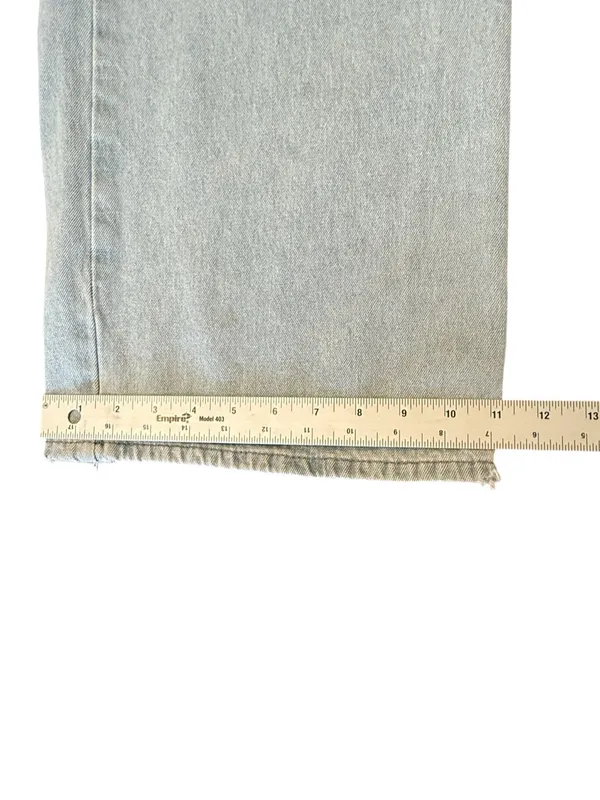 Edikted Baggy Wide Leg Jeans Womens XL Light Wash Distressed Raw Hem Y2K - Image 12