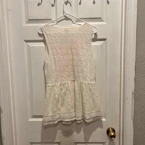 Anthro‎ One September Embroidered Lace Tank Top Womens Large Boho Floral Shirt - Image 4
