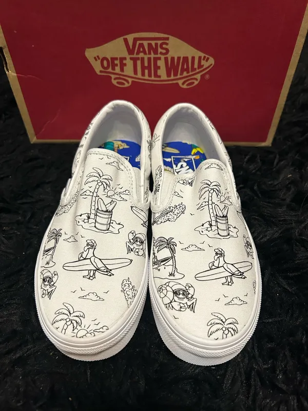 VANS u-color u-paint white summer print slip on shoes sneakers women’s 7 new - Image 7