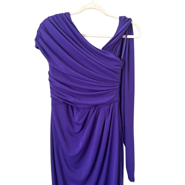 LBV Asymmetrical‎ Draped Gown Electric Purple NWT Sz 4 - Image 4