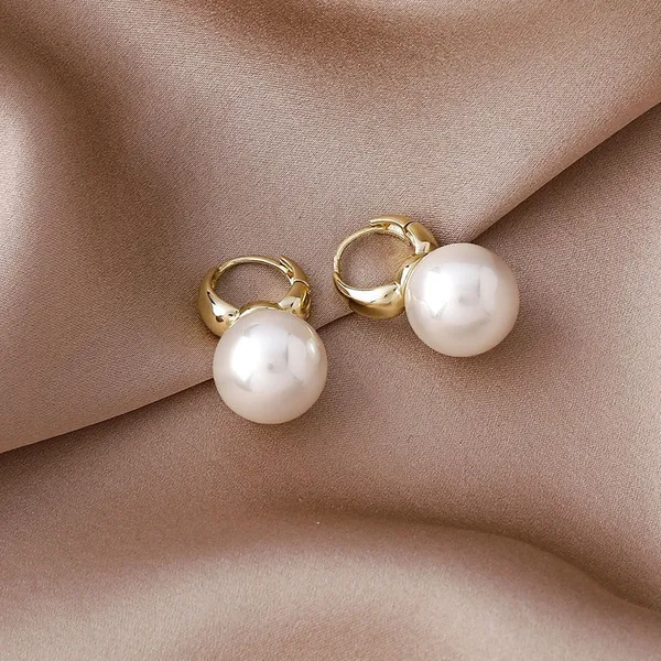 Elegant White Pearl Dangle Drop Earrings for Women - Image 2