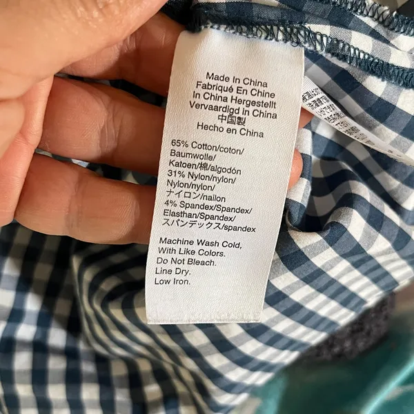 J.Crew x Universal Standard Gingham Tie‎ Blouse Preppy Chic Women Blue White XL - Image 6