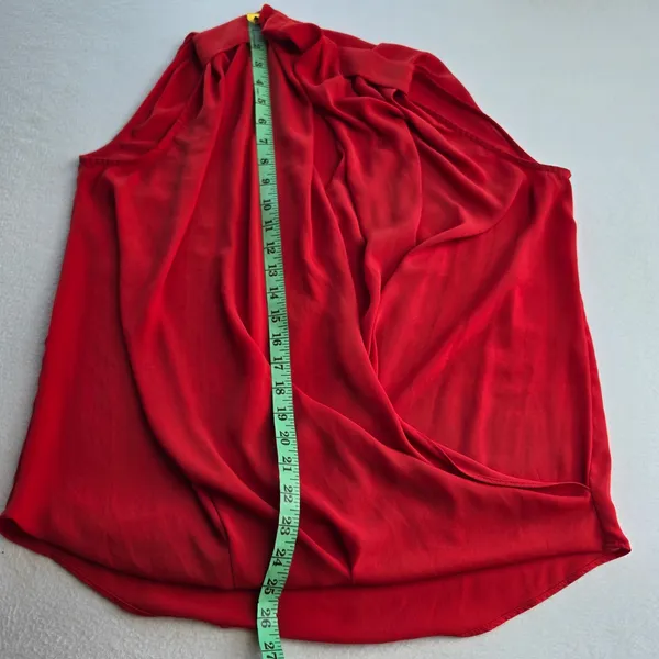 Mango MNG Suit Collection Red Draped Surplice Sleeveless Blouse Top Small‎ - Image 7