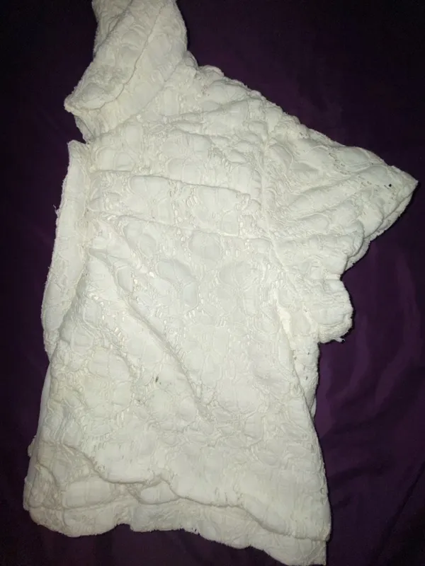 Cara Ryan Ivory White Lace Short Sleeve Crop Button Jacket Blazer XL - Image 6