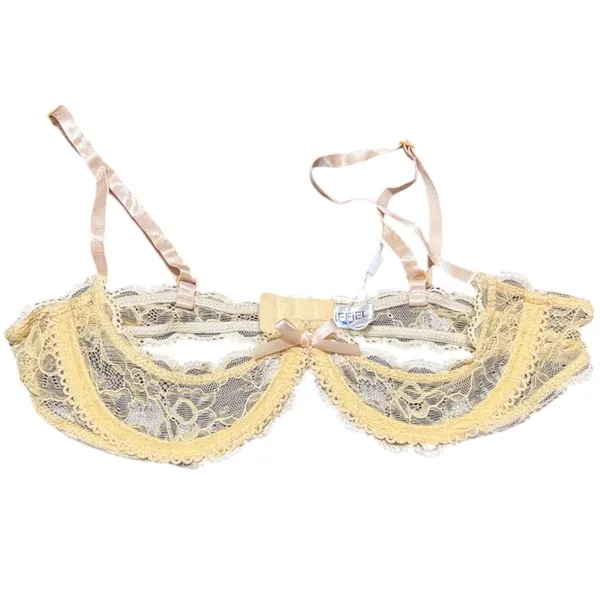 IEFIEL Women Sheer Lace Bra 1/4 Cups Push Up Underwired Bra. Size S - Image 2
