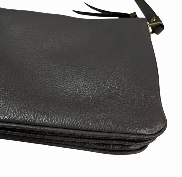 Kate Spade Leila Triple Gusset Gray Leather Crossbody Purse - Image 12