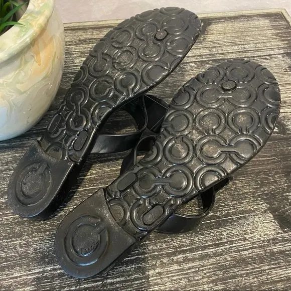Coach Black Jelly Thong Flip Flop Sandal Summer Beach Pool Shoes 7 - Image 8