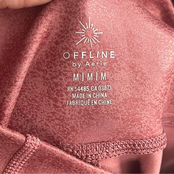 OFFLINE X AERIE | Pink Wax Coated Crossover Leggings Sz M - Image 8