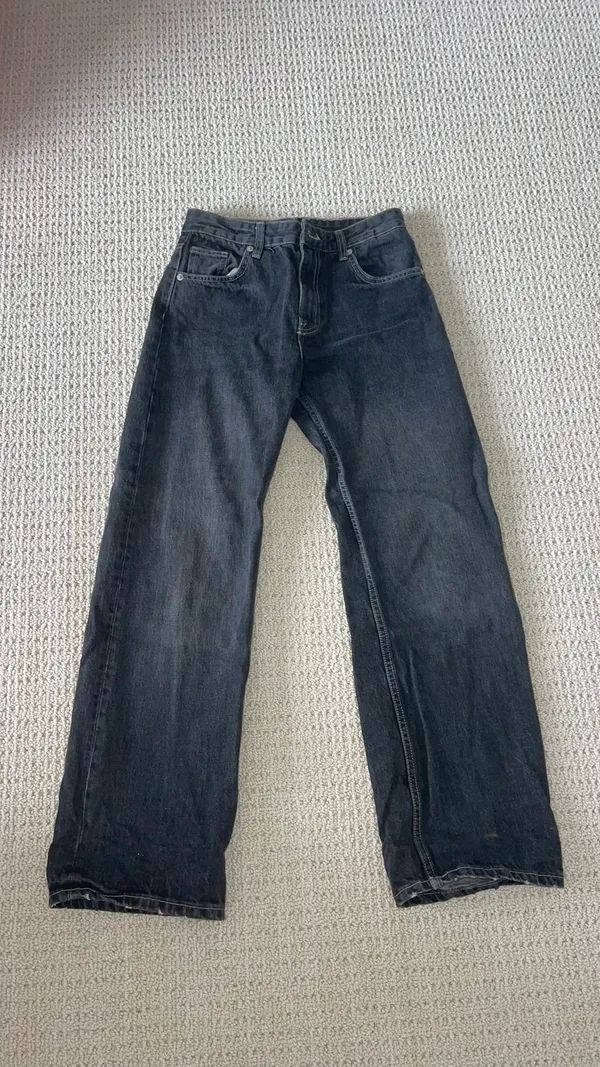 ZARA Wide-Leg High-Rise Jeans Black Denim - Image 4