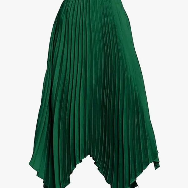 Elegant Pleated Skirt High Waisted Emerold Irregular Hem Skirt size XL… - Image 5