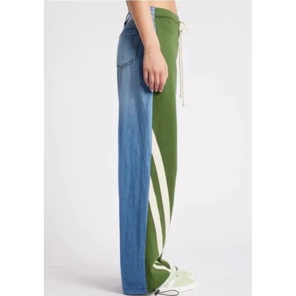 AUSTIN LANDING Sporty Jogger Jeans Green Stripes‎ Denim Back Size 5 Juniors - Image 5