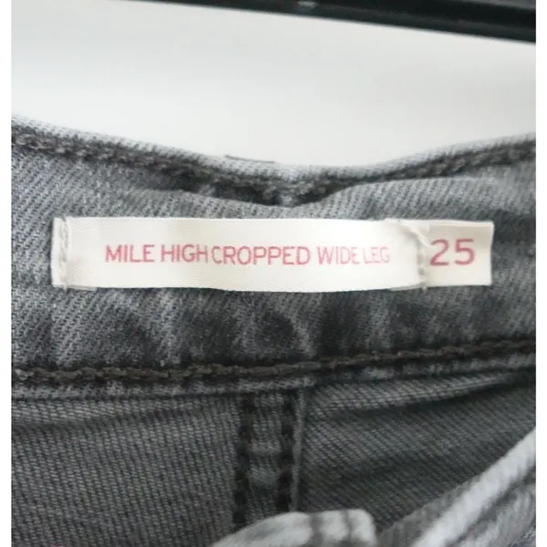 Levi's Charcoal Gray Mile High Cropped Wide Leg Jeans Size 25 - Image 5