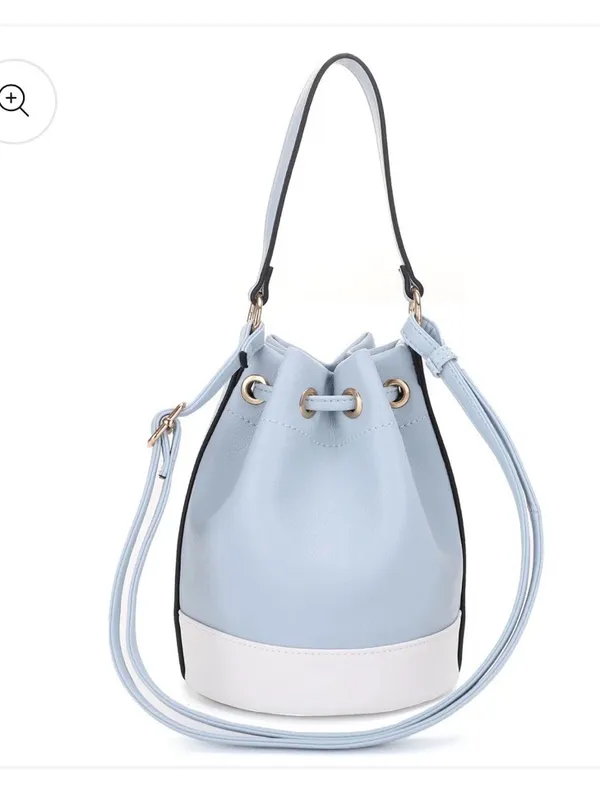 BADGLEY MISCHKA NEW YORK THE RAE BUCKET BAG in Blue & White NWT - Image 3