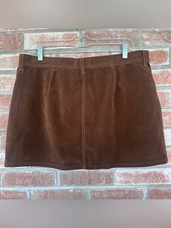 We The Free People Mini Skirt Faux Suede Women’s 12 Chocolate Brown Western Boho - Image 5