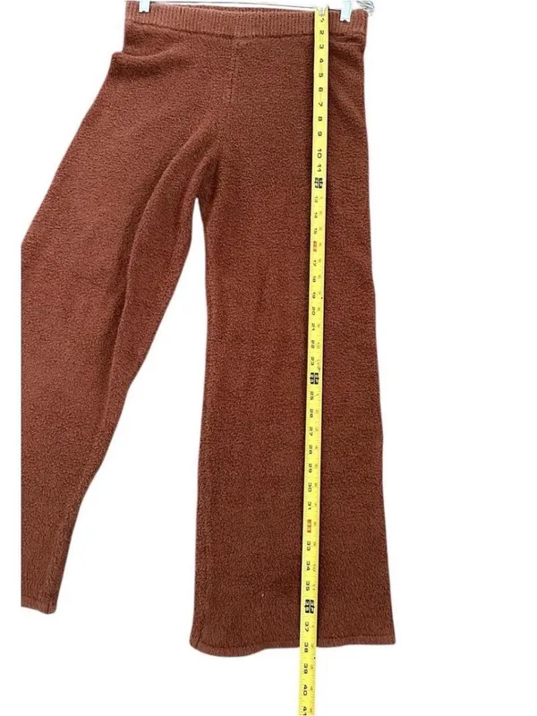 Reformation Isle Organic Cotton Brown Knit High-Waist Wide-Leg Pants M - Image 2
