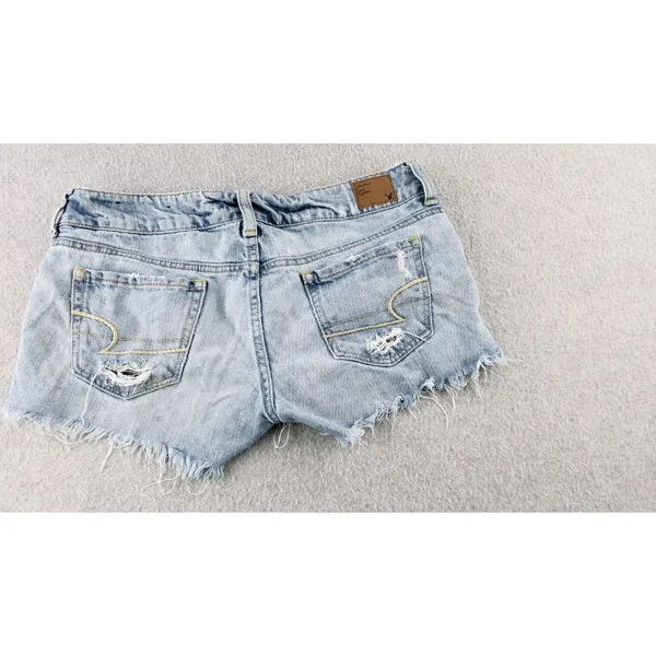 American Eagle Womens Sz 4 Distressed Denim Shorts Hi Rise Micro Short 32" Waist - Image 11
