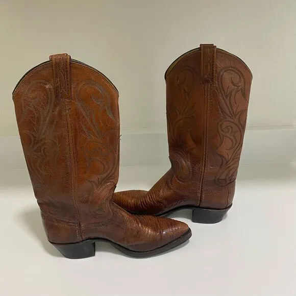 Vintage Dan Post Exotic Lizard Cowboy‎ Boots Brown Size 6.5 - Image 4