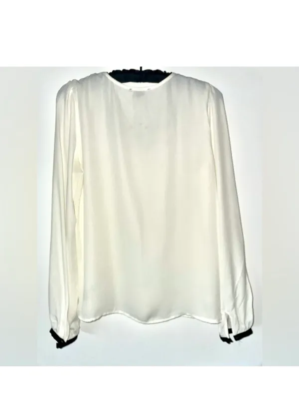 Forever 21 Long sleeve black & white sheer top with attached collar - Image 3