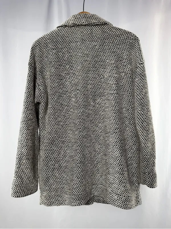 Marine Layer Birdseye‎ Knit Button Front Blazer Black White Size Small - Image 4