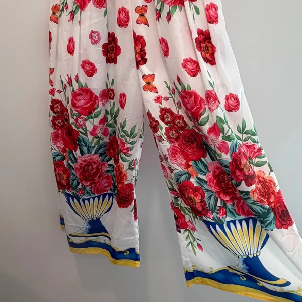 L'ATISTE BY AMY Women's Medium Floral Print Wide Leg Jumpsuit Collared Button - Image 7