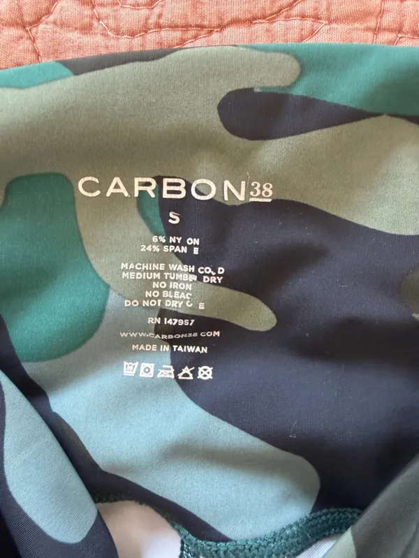 Carbon38 Camo High Rise Compression Leggings Green Blue Size Small‎ - Image 3