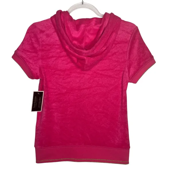 2000s Juicy Couture Black Label Robertson Tourist Pink Terry Hoodie NWT S - Image 5