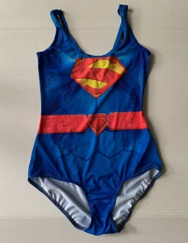 Superwoman One Piece Swimsuit Women “one size” Blue Superhero Swimwear Superman - Image 8