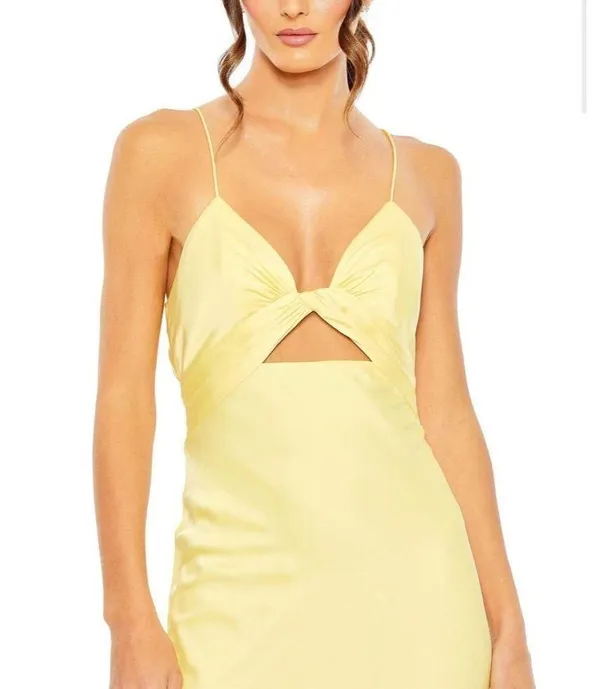 Ieena for Mac Duggal Twist Front Gown Yellow Womens Size 14 - Image 5
