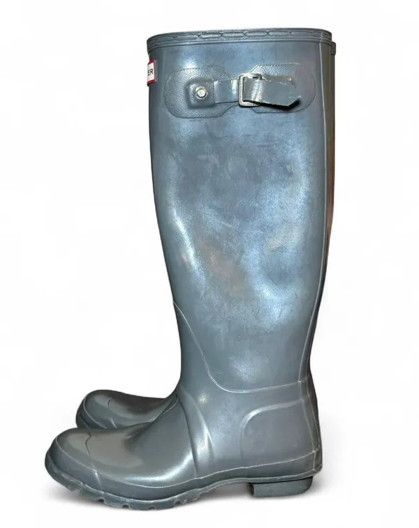 Hunter Original Tall Gloss Rain Boots Women’s Size 8M Gray Waterproof W23616 - Image 3