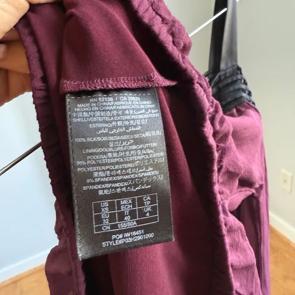 Guess by Marciano sz XS Burgundy Y2k fairy cottage 100%‎ Silk Top - Image 5