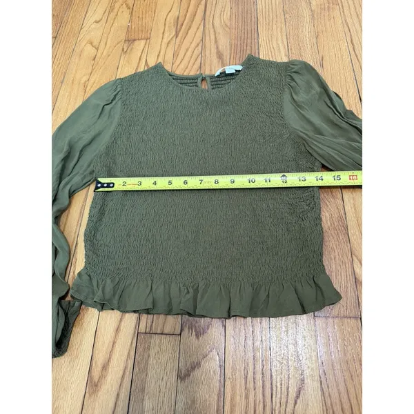 Boden‎ Smocked Bodice Green Long Sleeve Blouse Size 8 - Image 6