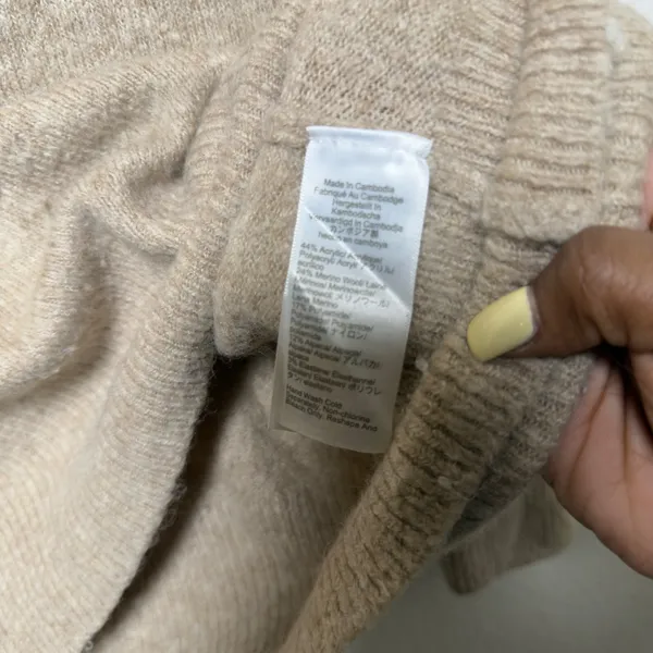J.Crew Women Wool Alpaca Merino Sweater XS Tan Beige Crewneck Oversized Academia - Image 5