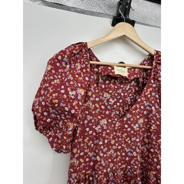 Sezane‎ Women Red Floral Maxi Dress Sz 36 Peasant Boho Cottagecore Feminine - Image 4