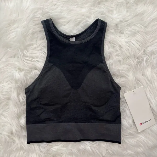 Lululemon Seamless Mesh Supportive Training Tank Top Graphite Grey Size 2 - Image 4
