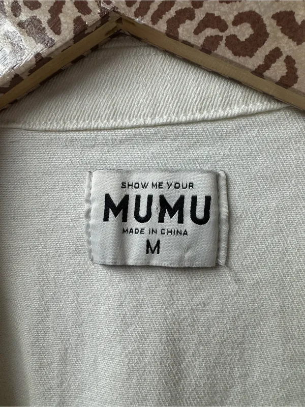 Show Me Your Mumu Jacksonville Cropped Jumpsuit Denim Pearly White Medium - Image 6