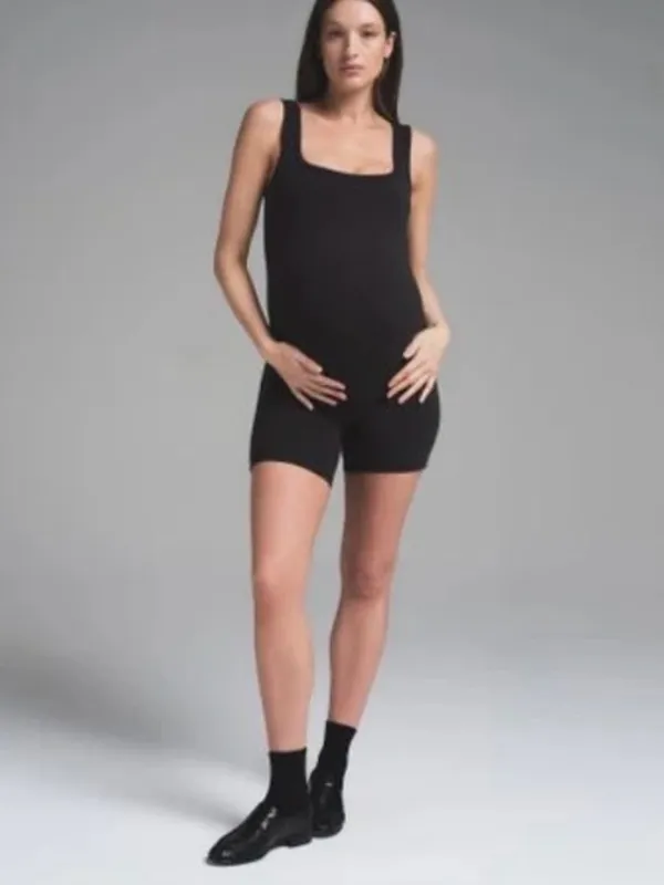 SKIMS Cotton Jersey Maternity Onesie | Soot Size XXS NWT - Image 8