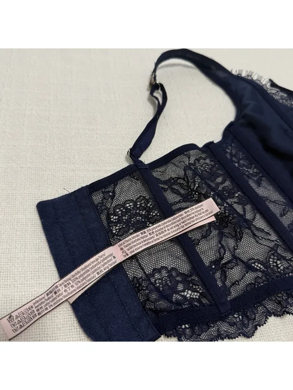 Victoria’s Secret Dream Angels Blue Embroidered Corset Look Bustier Top Sz XS - Image 8