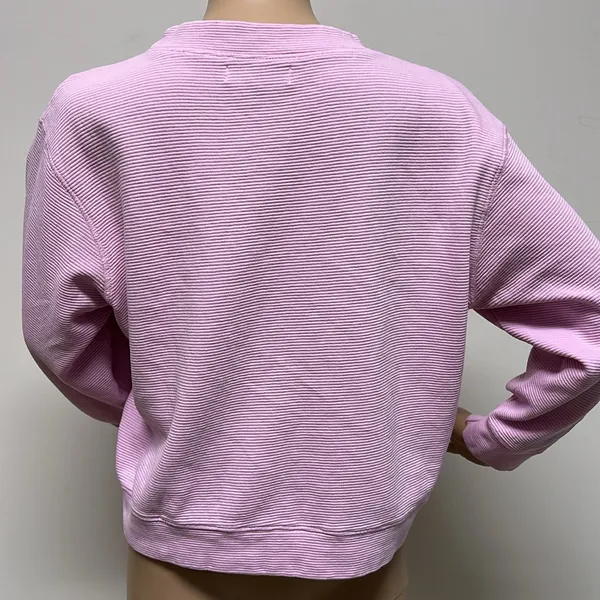 Fletch Pink Ribbed Crewneck 100% Cotton Slightly Cropped Long Sleeve Top size S - Image 8