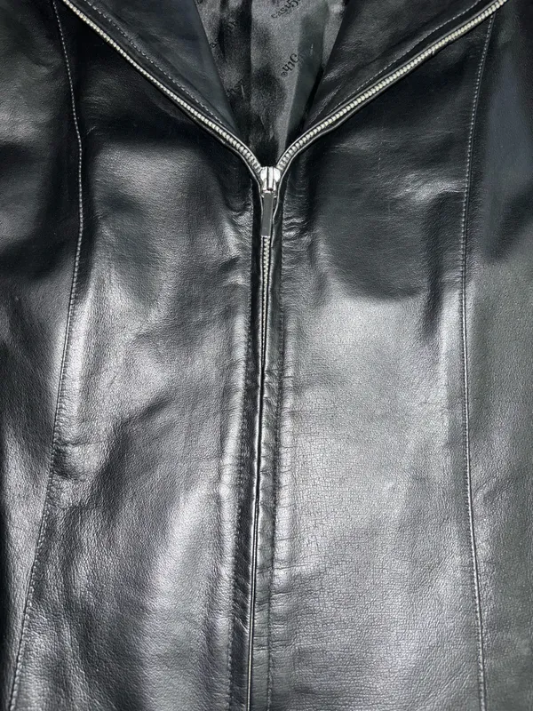 East 5th Black Leather Jacket Coat Women’s Size Medium Full Zip Side Pockets EUC - Image 3
