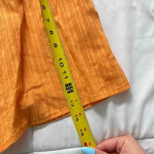 Orange Textured Crinkle Shorts Elastic Waist Flowy Womens Size Large Hippie Boho - Image 2