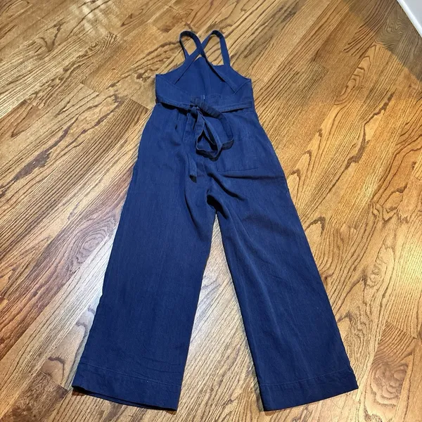 Marine Layer Tess Jumpsuit Women's Size 0 Indigo Blue‎ 100% Cotton Wide Leg - Image 6